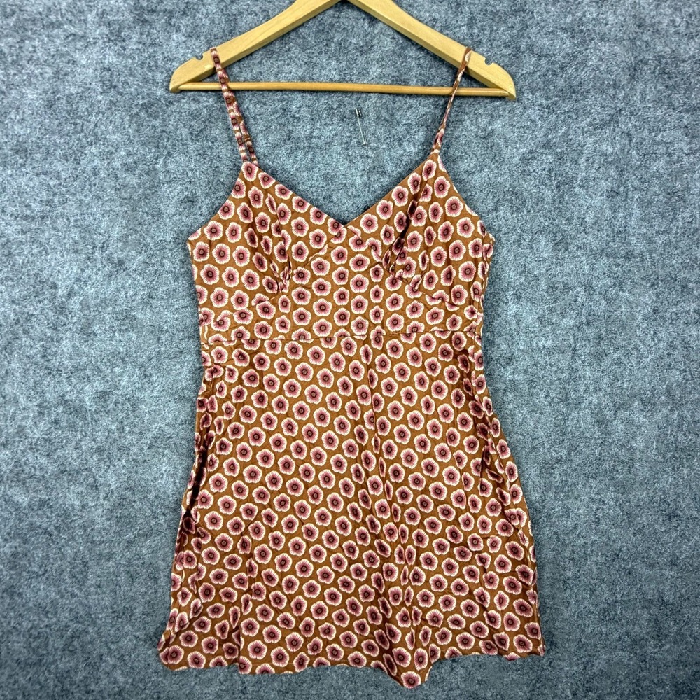 Gap Mini Slip Dress‎ Womens 8 Brown Pink Floral Summery Minimalist Picnic Date